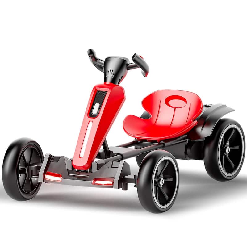 12V Electric Kids Pedal Go Kart for Ages 3-6, Red with Adjustable Seat & EVA Wheels