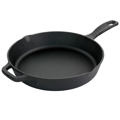 Oster Castaway 12 Inch Cast Iron Round Frying Pan with Dual Spouts