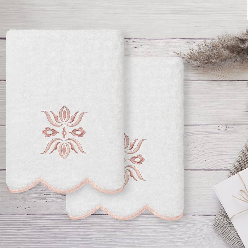 Authentic Hotel and Spa 100% Turkish Cotton FLOWER CREST Scallop Towel Collection
