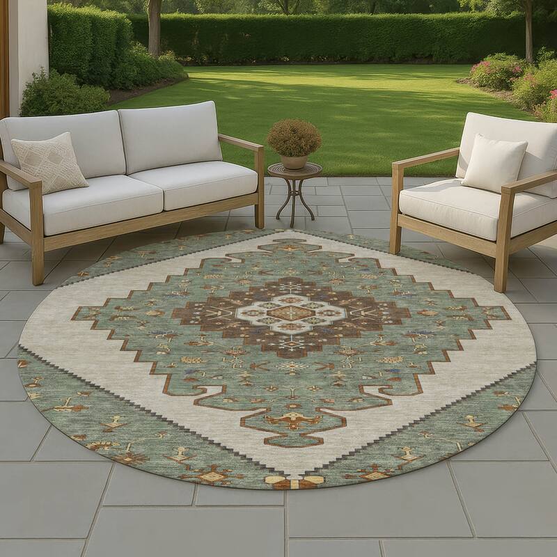 Machine Washable Indoor/ Outdoor Global Marrakesh Chantille Rug - Basil - 8' x 8'