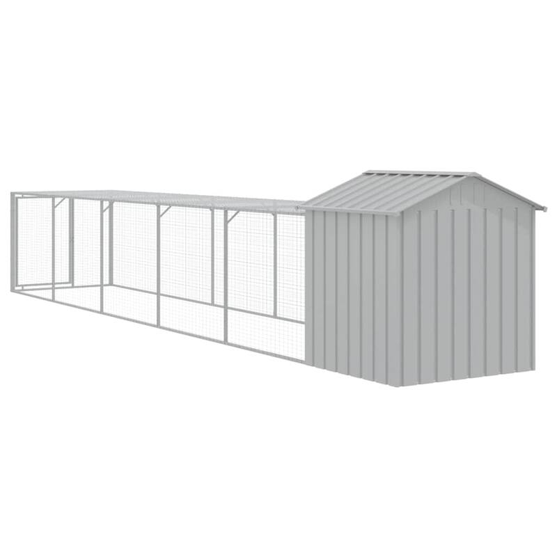 vidaXL Chicken Cage with Run Light Gray/Anthracite multisize Galvanized Steel