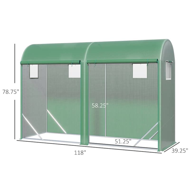Outsunny 10' x 3' x 7' Tunnel Greenhouse Outdoor Walk-In Hot House with Roll-up Windows and Zippered Door, Steel Frame, PE Cover