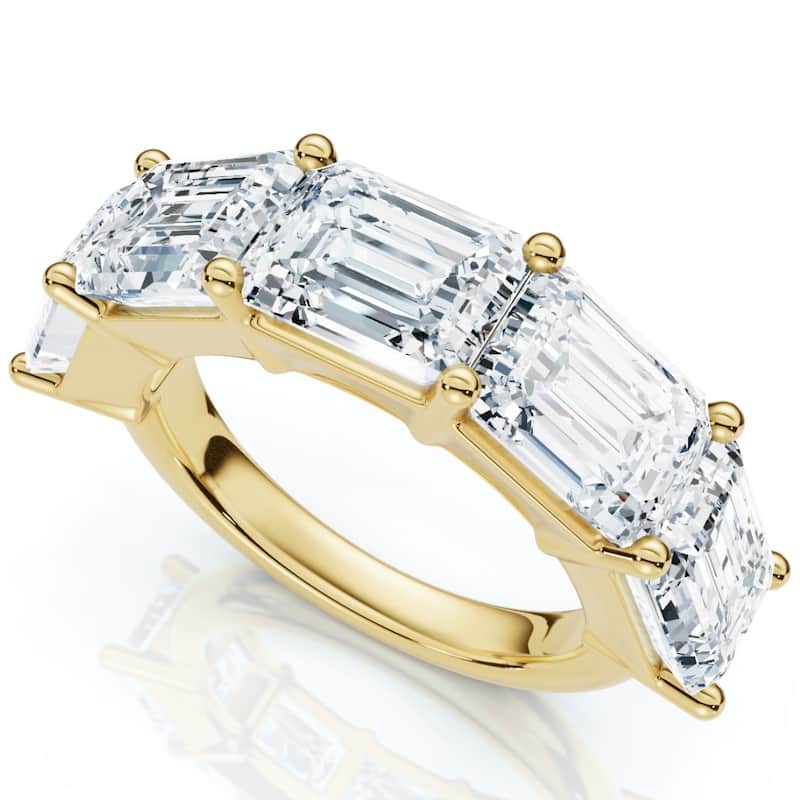 Bliss Diamond 5.10Ct Emerald Cut Diamond 5 Stone Wedding Anniversary Ring Gold Lab Grown - 4 - Yellow