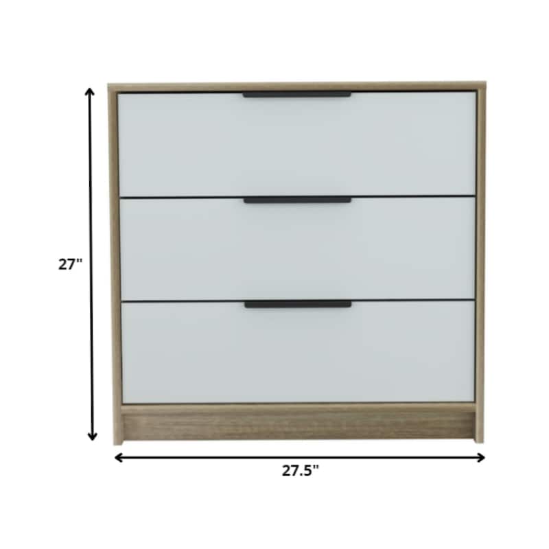 Wood Modern 3-Drawer Horizontal Dresser with Metal Handles