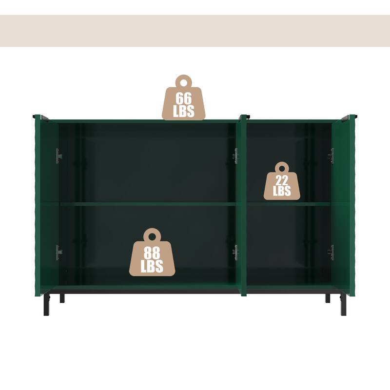 Clihome 3-Door High Gloss Buffets Sideboards with Adjustable Shelves