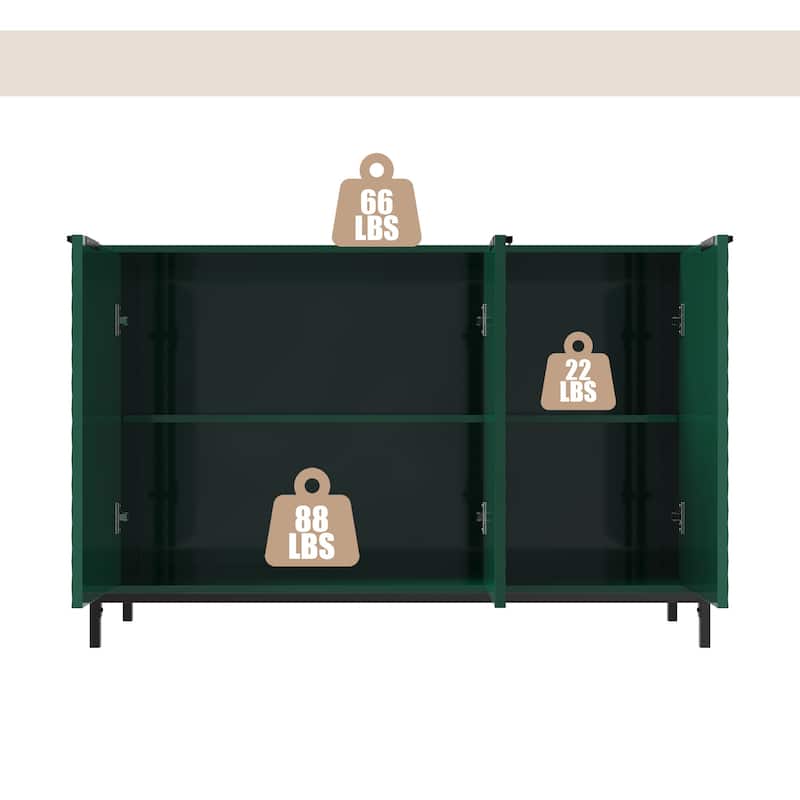 Modern High Gloss 3-Door Cabinet -Buffet Sideboard with Powder Coated Metal Feet