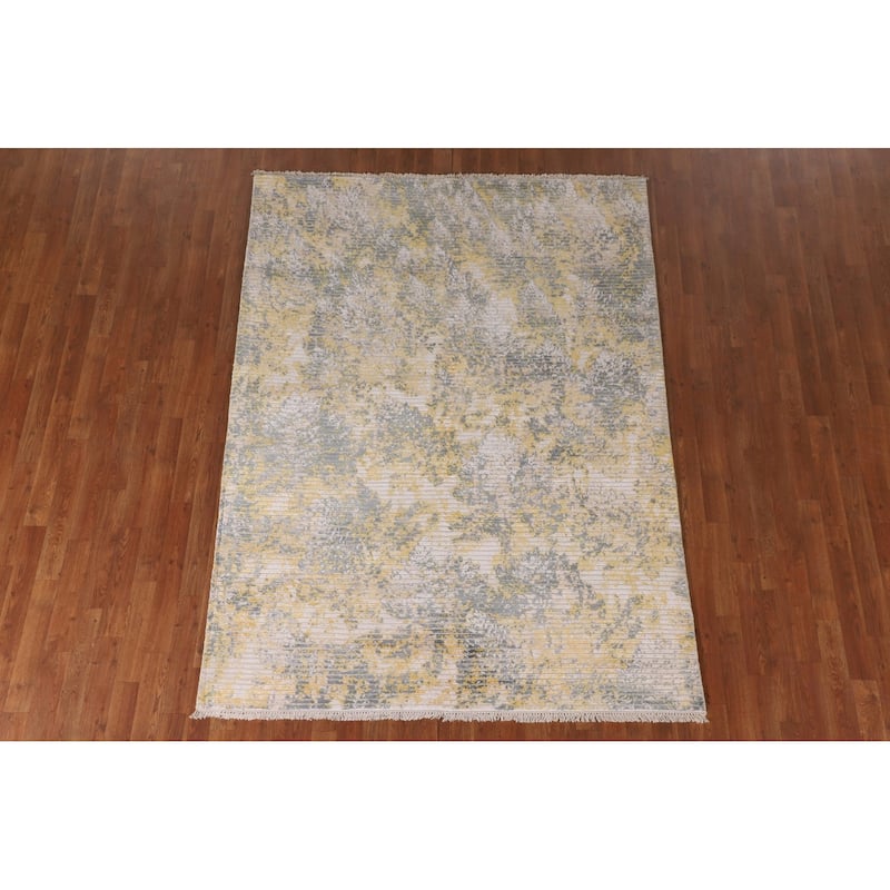 All-Over Striped Abstract Modern Area Rug Handmade Wool Carpet - 5'5" x 7'5"