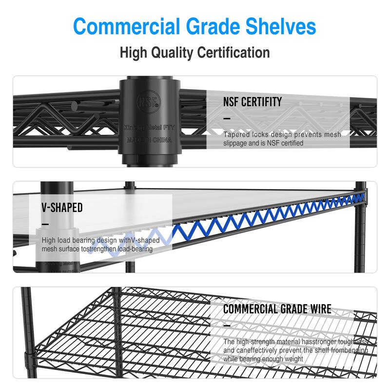 5 Tier Shelf Wire Shelvin,with Wheels & Shelf Liners