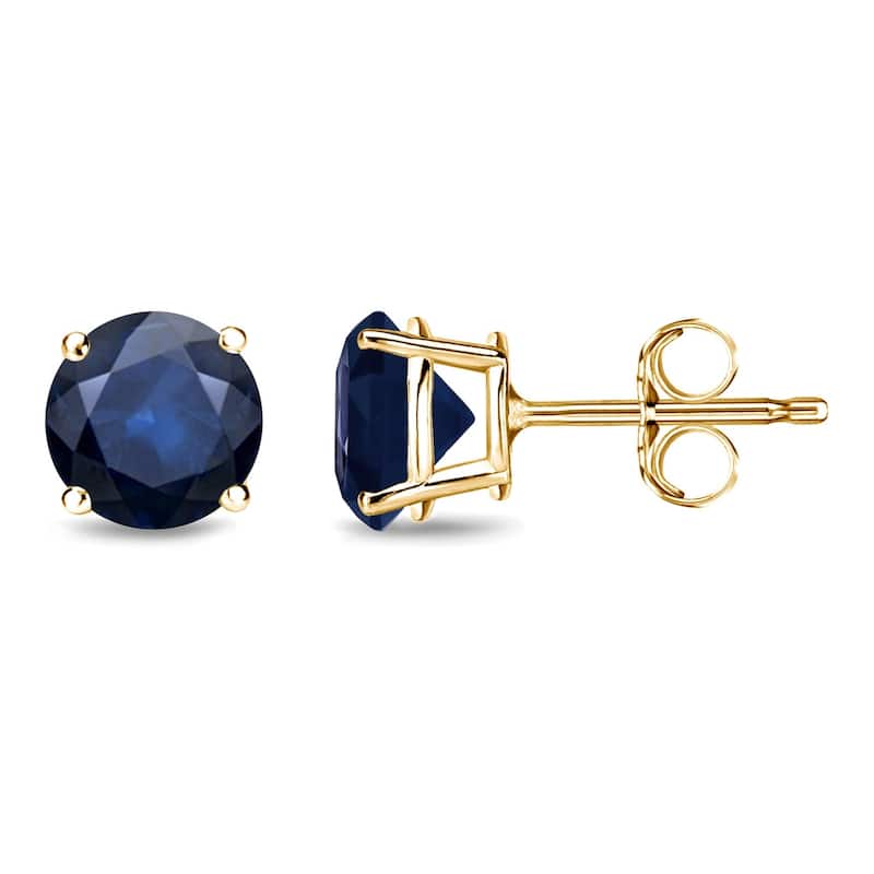 Auriya 14k Gold Round Sapphire Stud Earrings 1 1/2ctw - Yellow