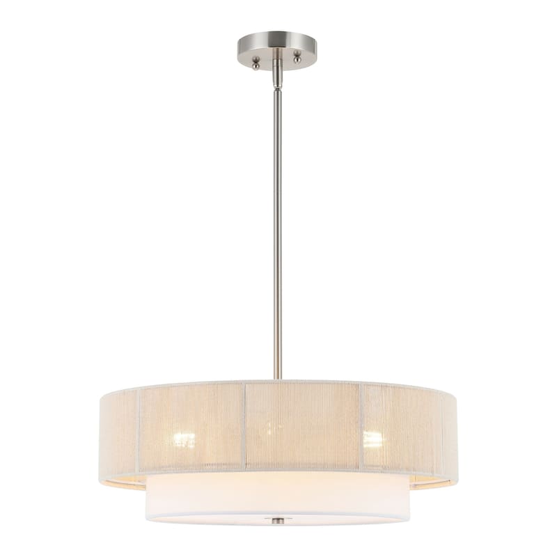 GetLedel 4-light Hand Woven Rope Drum Semi-flush Mount Chandelier - Beige