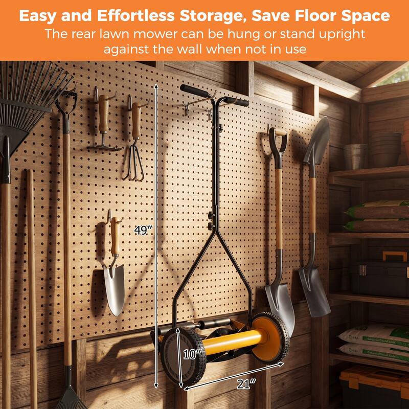 Gymax Push Lawn Mower Cordless 14'' Manual Reel Mower Adjustable