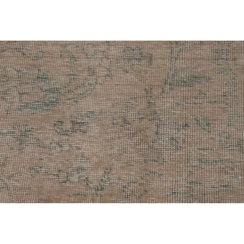 Distressed Beige Tabriz Persian Vintage Rug Hand-Knotted Wool Carpet - 9'1"x 11'9"