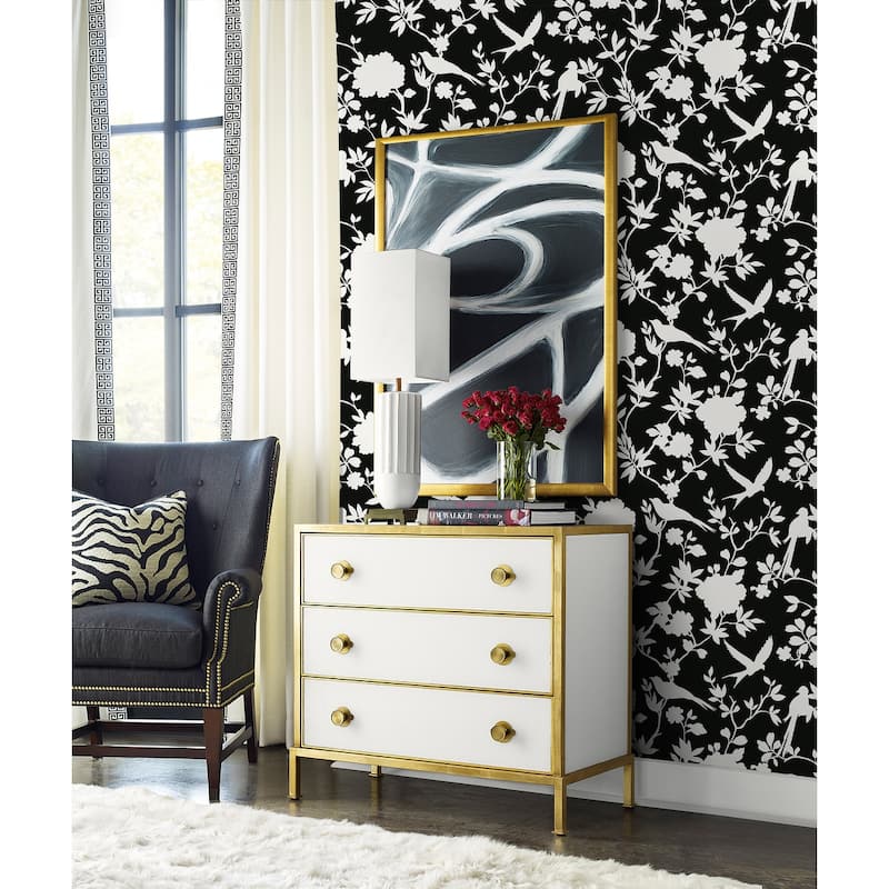 Lillian August Kauai Bird Toile Embossed Vinyl Unpasted Wallpaper