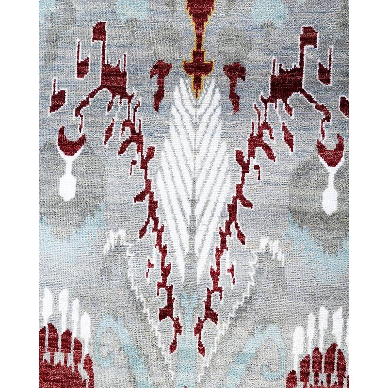 Ikat One-of-a-Kind Hand-Knotted Area Rug, Gray - 9' 1" x 12' 4"