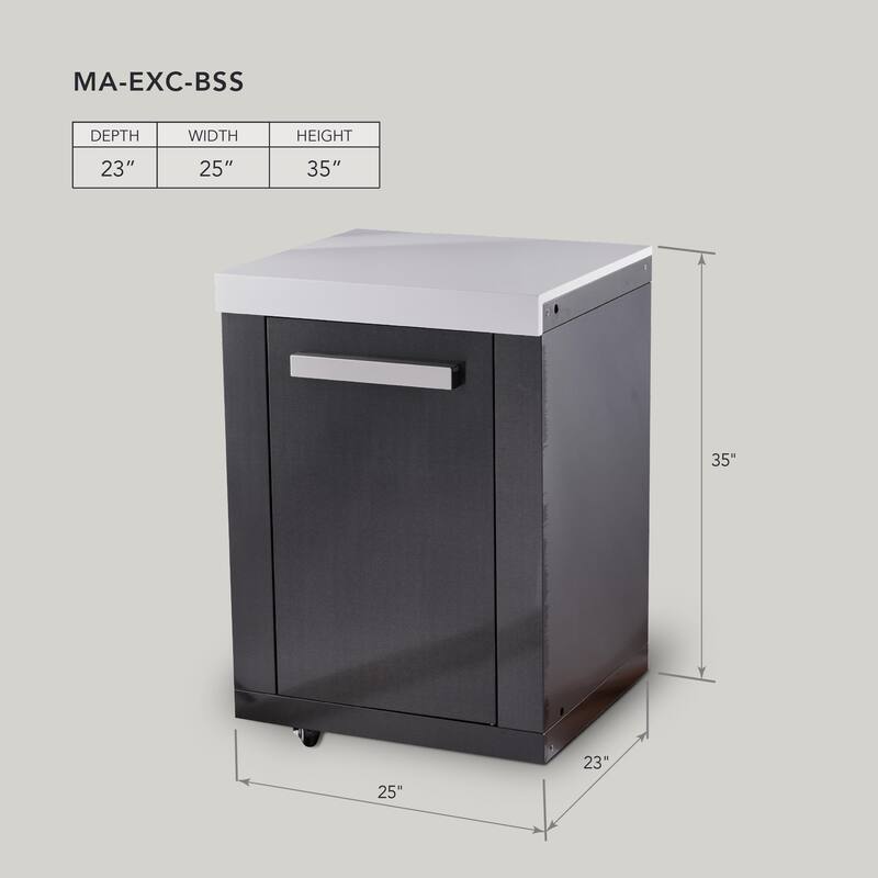 Mont Alpi 25"W Stainless Steel Extra Storage Cabinet Module for MAi805-BSS & MAi400-BSS Black Series Outdoor Kitchen Islands