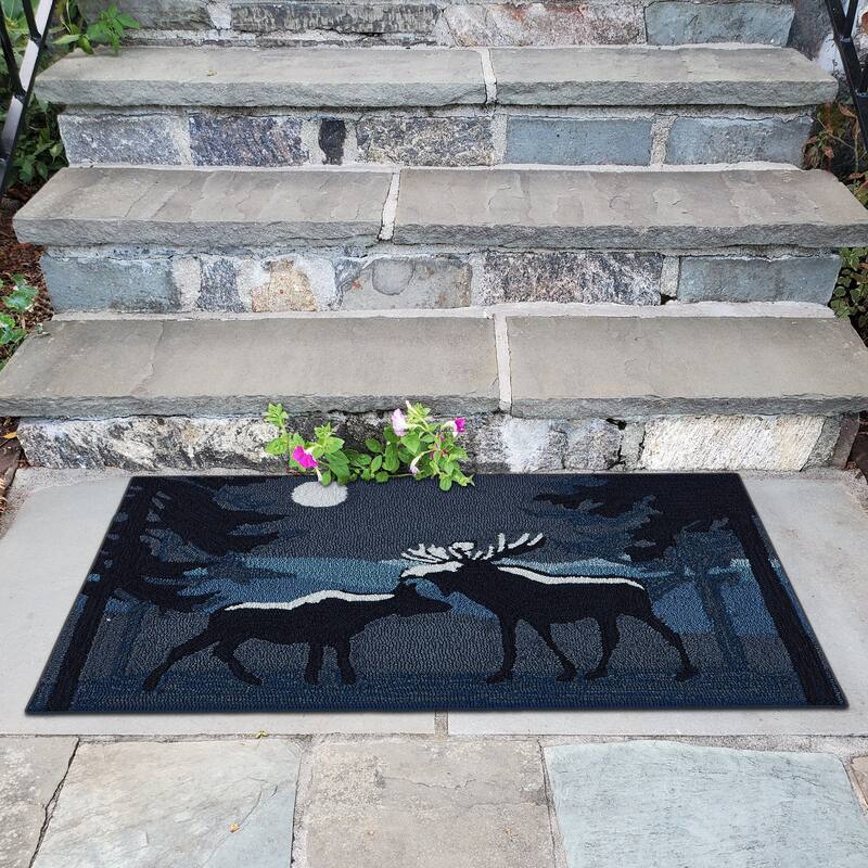 Liora Manne Frontporch Moonlit Moose Indoor/Outdoor Rug