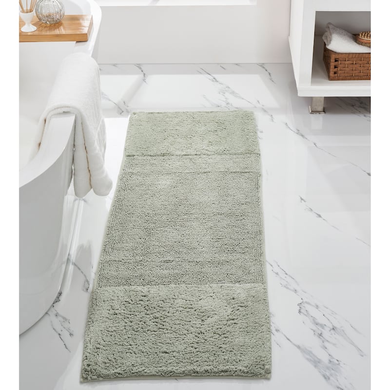 Better Trends Granada Collection 100% Cotton Tufted Bath Mats with Non-Slip Spray Latex Backing, Machine Washable for Bathroom - 20" x 60" Runner - Sage