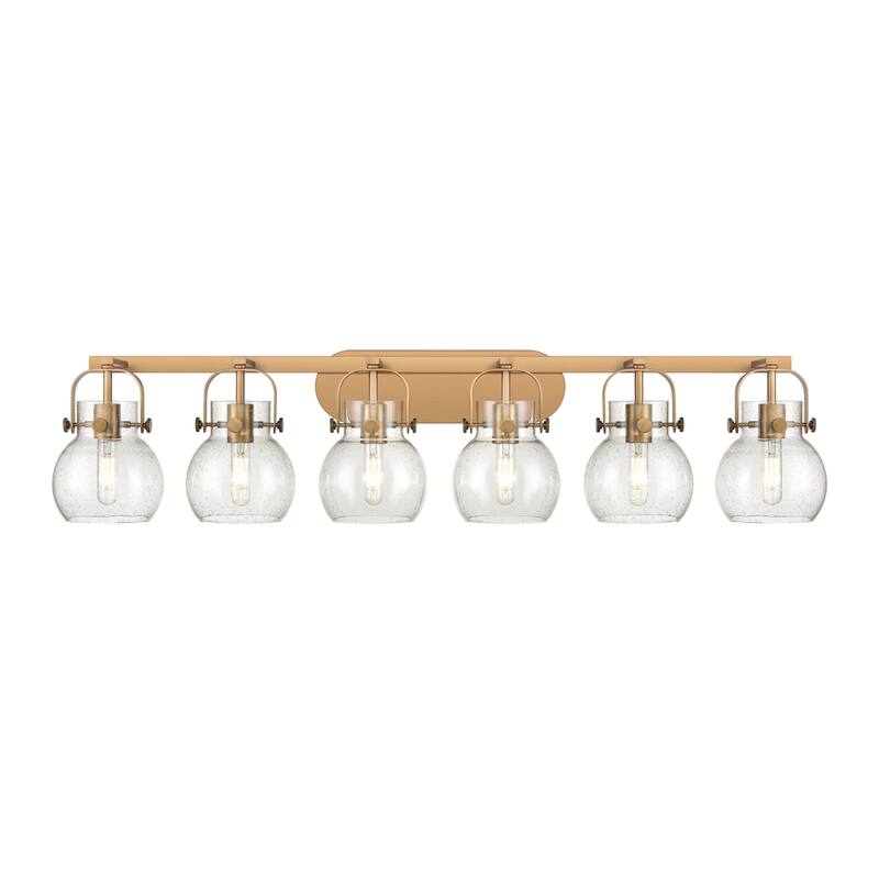 Innovations Lighting 423-6W-10-46 Pilaster II Sphere Vanity Pilaster - Brushed Brass / Seedy