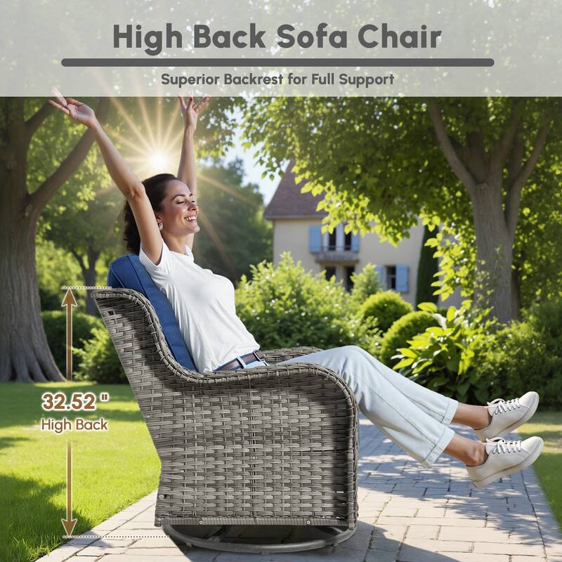 OVIOS 7 Pieces Outdoor Patio Swivel Chair Loveseat Conversation Set