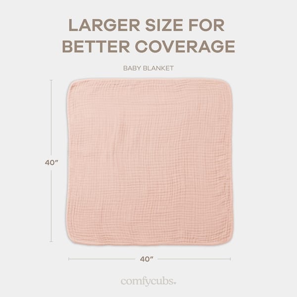 dimension image slide 7 of 14, Muslin Baby Blanket, 40" x 40" Swaddle Blanket by Comfy Cubs