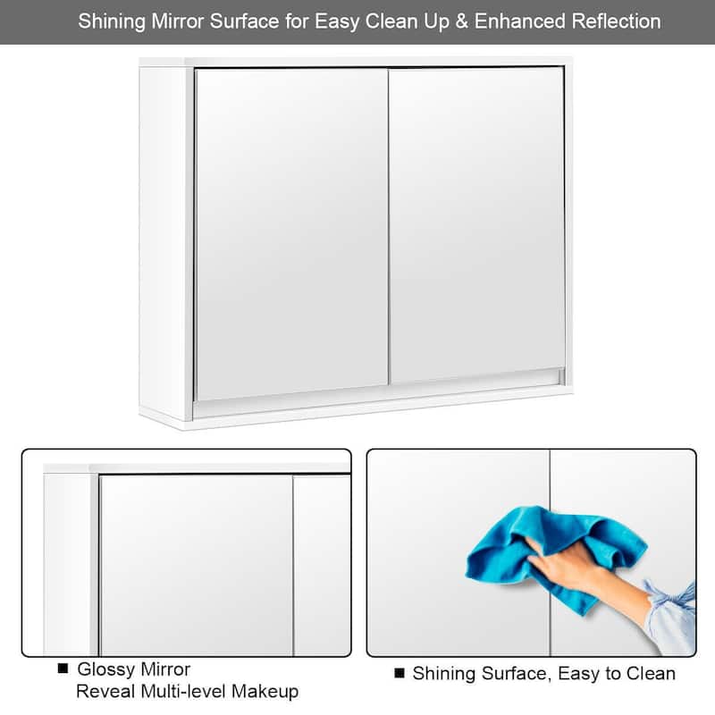 Costway Wall Mounted Bathroom Medicine Cabinet Storage Cabinet Double