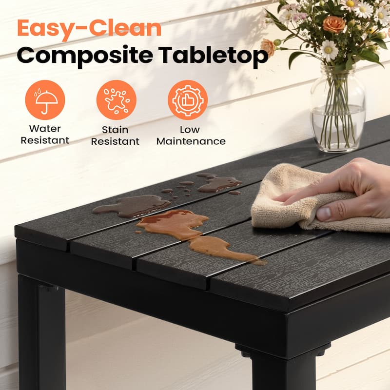 Pellebant Patio Outdoor Bar Table Rectangle Pub Table Dining Table