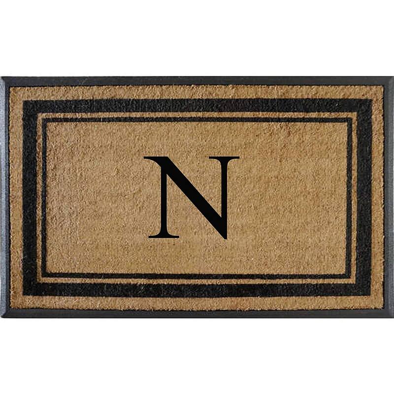 A1HC Markham Border Natural Flocked Rubber Large Doormat 30"x48" - Monogrammed N
