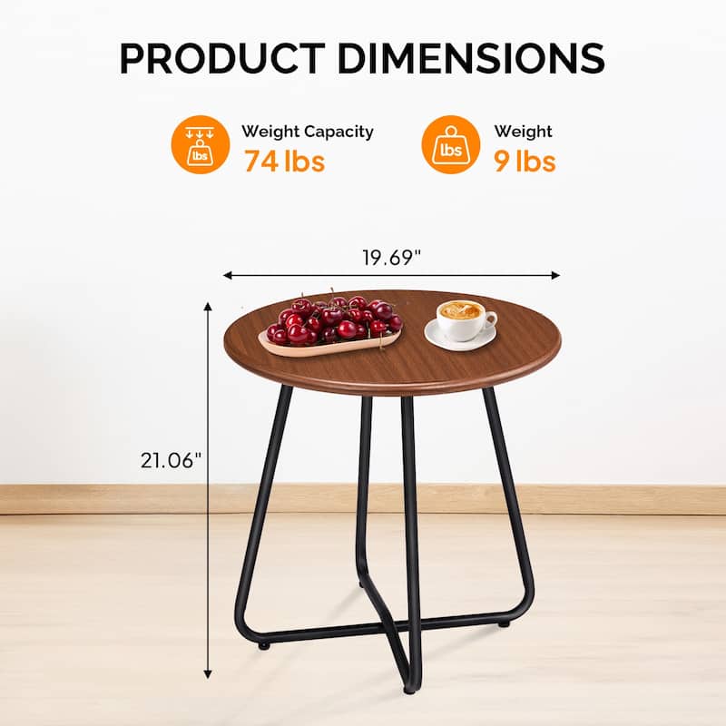 21"H Side Table,Outdoor Weather Resistant End Table for Patio