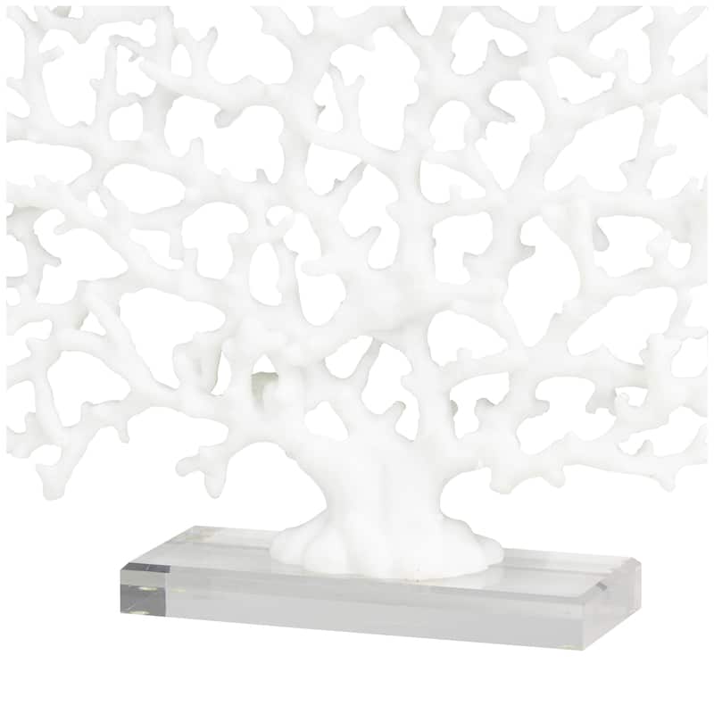 White Resin Coral Decorative Sculpture with Clear Resin Base