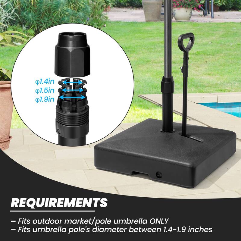 9 x 5 FT Patio Outdoor Rectangular Market Umbrella with Square Base Stand