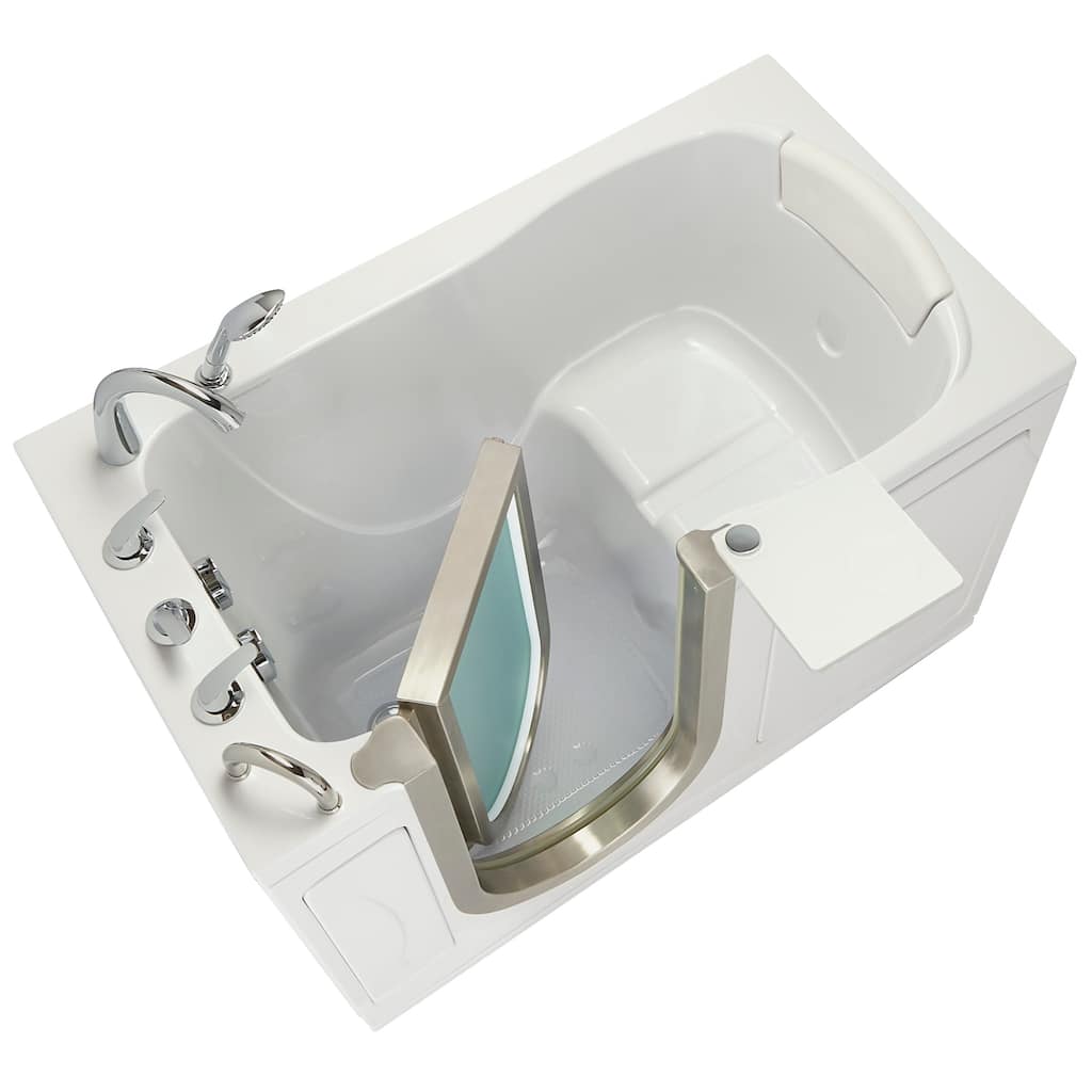 Ella Petite 28"x52" Acrylic Walk-In Bathtub with Inward Swing Door, 5 Piece Fast Fill Faucet, 2" Dual Drain