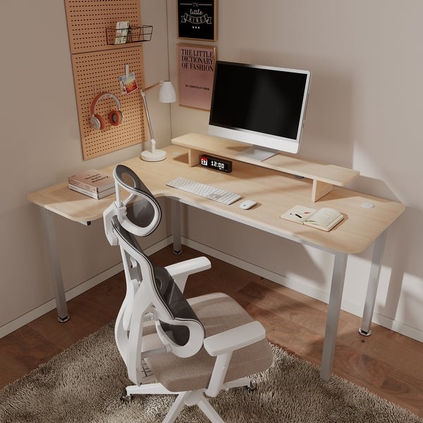 60 Inch Led L Shaped Desk Computer Corner Desk with Monitor Stand - Bed ...