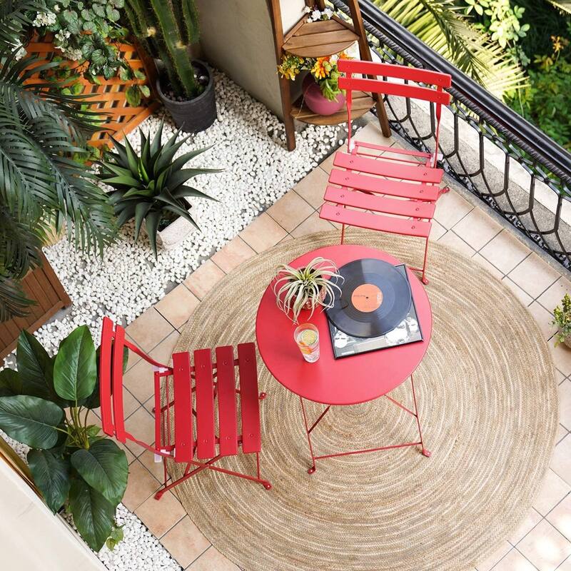 3-Piece Bistro Set Folding Outdoor Furniture Sets with Premium Steel Frame Portable Design for Bistro & Balcony