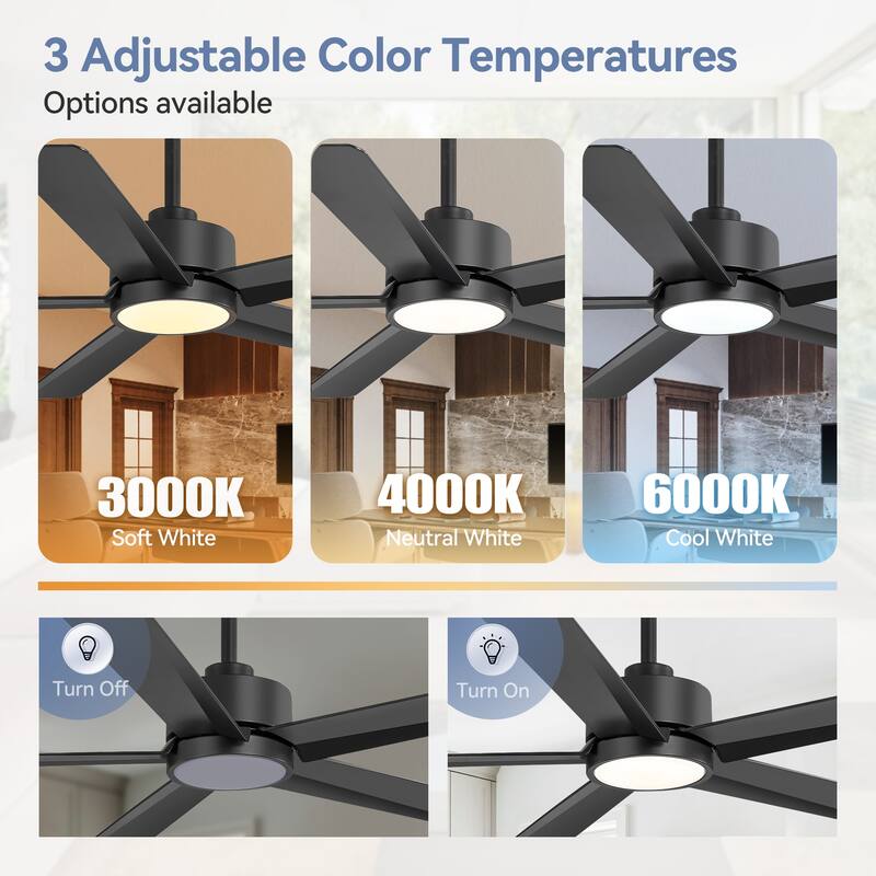 52 Inches 5-Blade Black Integrated LED Ceiling Fan with Light Kit and Remote