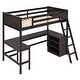 preview thumbnail 22 of 23, Twin Size Wooden All-in-One Loft Bed w/ Shelves & Desk Multi-Functional Storage Bed Frame No Box Spring Needed, Space-Saving