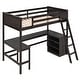 preview thumbnail 3 of 7, Wooden Twin Size Loft Bed with Shelves, Desk, Ladder and Guardrail