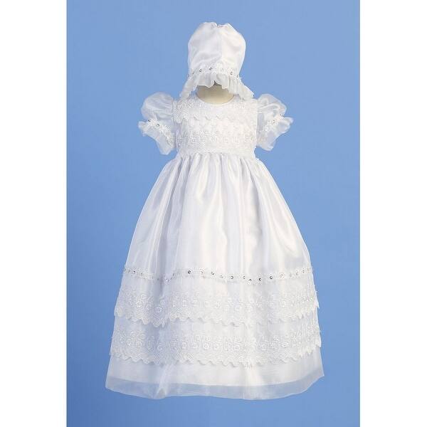 Angels Garment White Organza Lace Trim Baptism Dress Baby Girl 3-12M ...