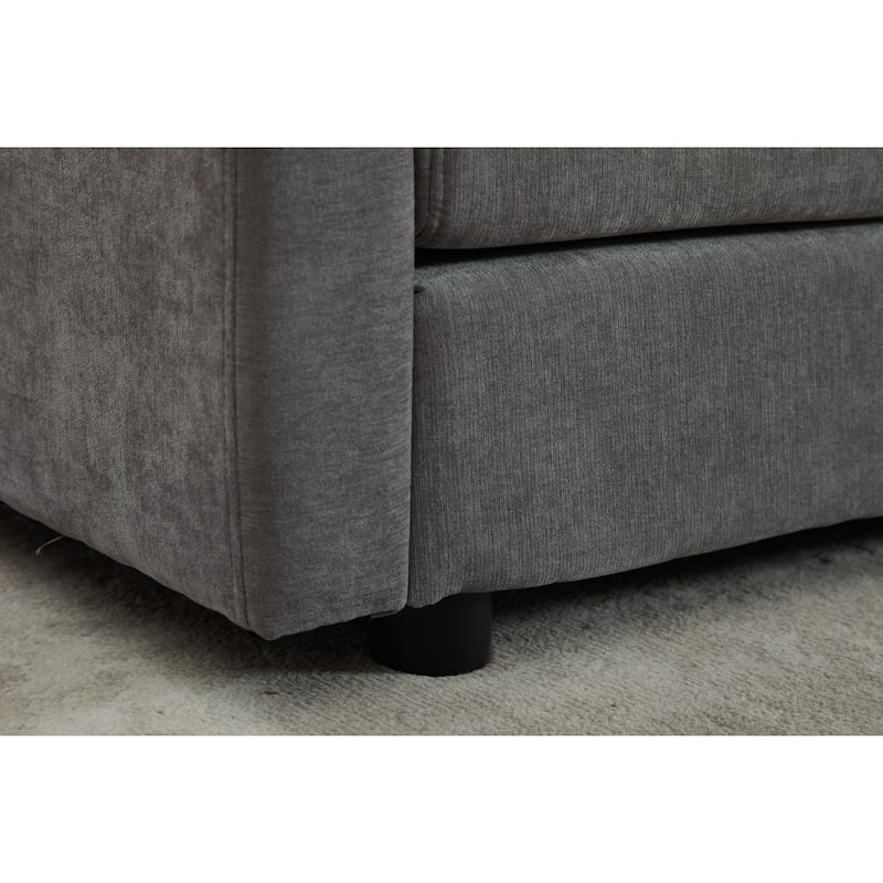 Modern L-Shaped 3-Seat Modular Sectional Sofa with Removable Ottoman for Living Room Apartment