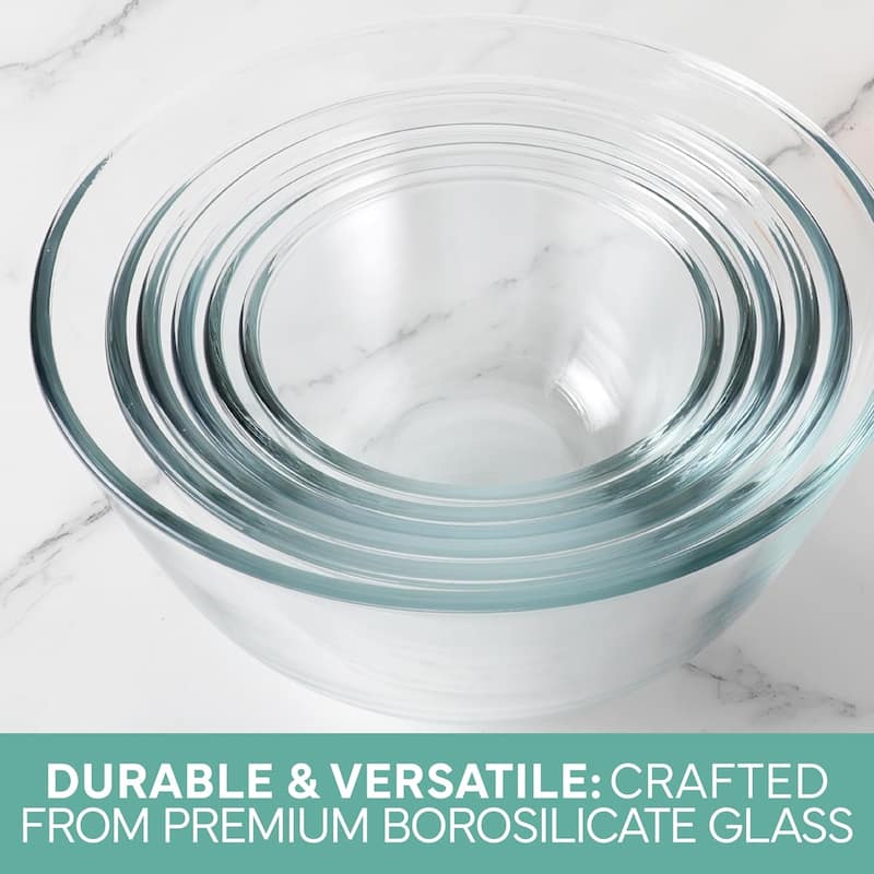 COOK WITH COLOR 12 Pc Glass Nesting Mixing Bowl Set with Lids for Cooking and Prep