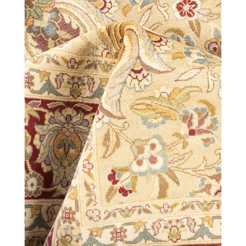 Overton Hand Knotted Wool Vintage Inspired Traditional Mogul Ivory Square Area Rug - 6 x 9