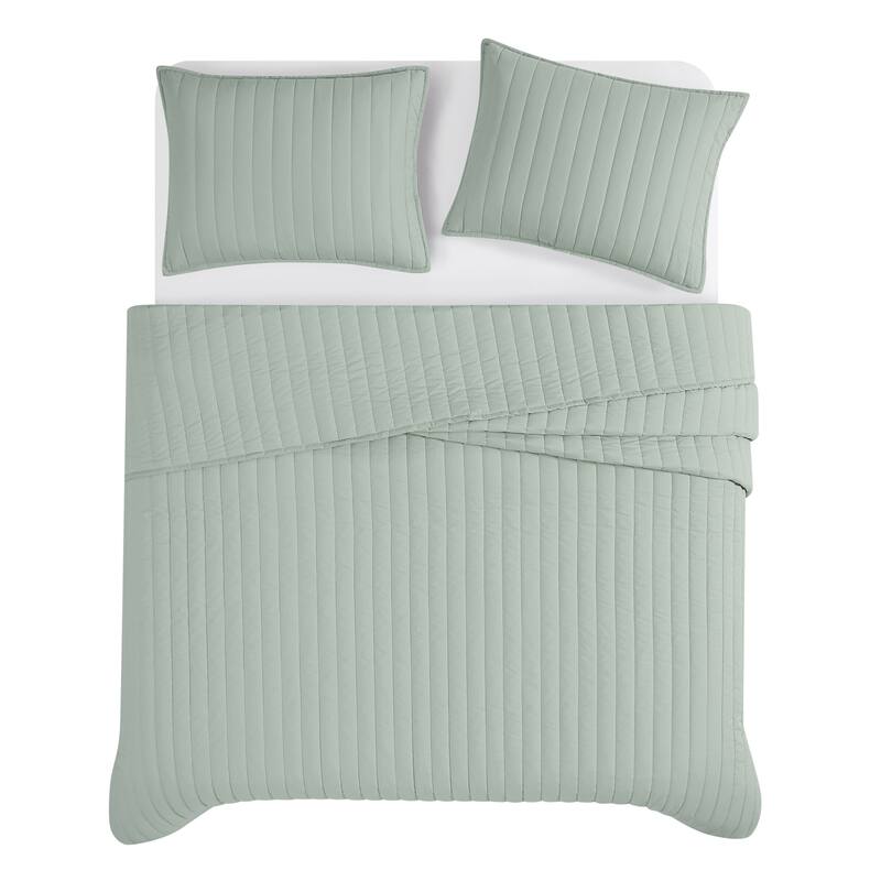 Brooklyn Loom Solid Cotton Percale Quilt Set