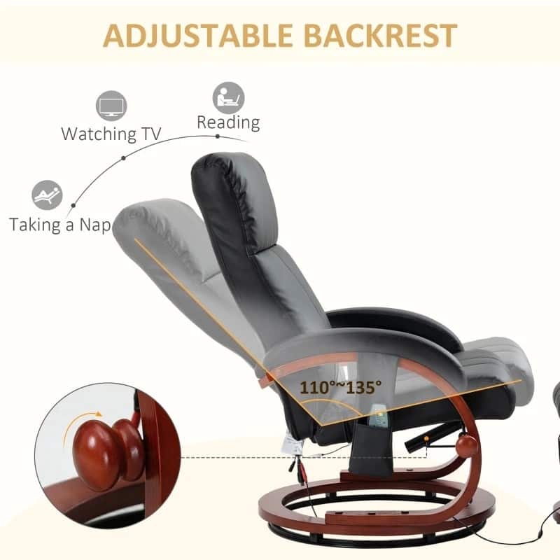 Adjustable Faux Leather Electric Remote Massage Recliner Chair with Ottoman