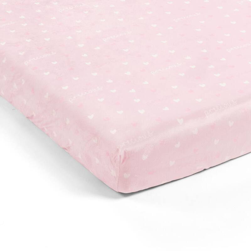 Lush Decor Baby Llama Love Allover Hearts Soft & Plush Fitted Crib Sheet - 52"x 28" x 9"