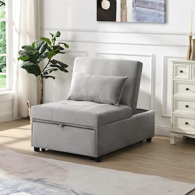 39.8" Single Folding Ottoman Sofa Bed with Adjustable Back and Pillows for Living Room