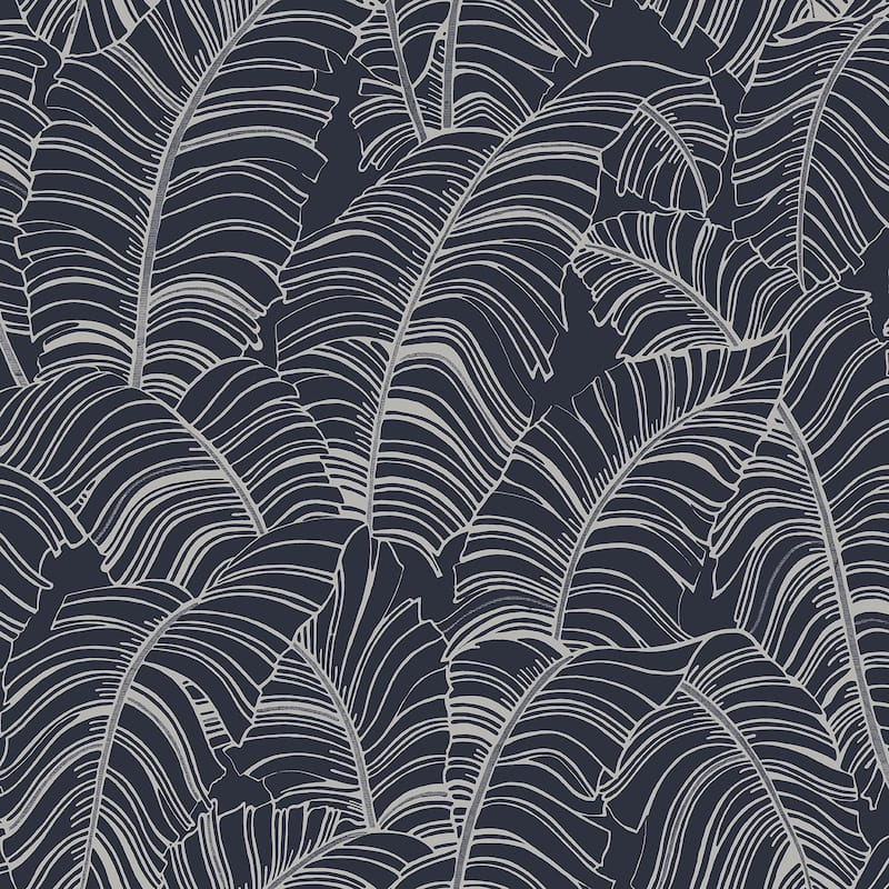 Galerie Wallcoverings Bazaar Broadleaf Design Non-woven Matte Wallpaper Roll - 33 feet x 21 inches - Blue