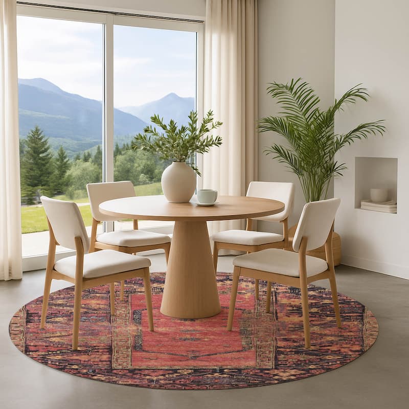 Premium Washable Super Soft Traditional Global Mayfield Rug - Salmon - 8' x 8'
