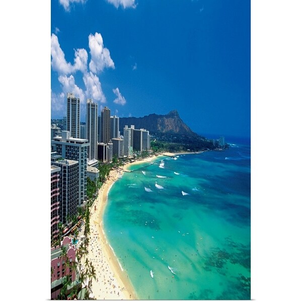 "Aerial view of Waikiki Beach, Honolulu, Oahu, Hawaii, USA" Poster Print