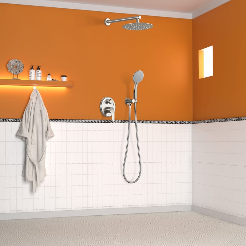 5-Spray Patterns with 9/10/12-in Wall Mount Dual Shower Heads