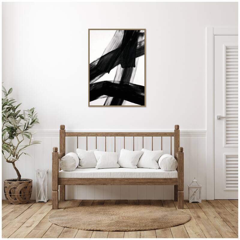 Kate and Laurel Black Mark No. 3 by Amy Lighthall Framed Canvas Wall Art Print