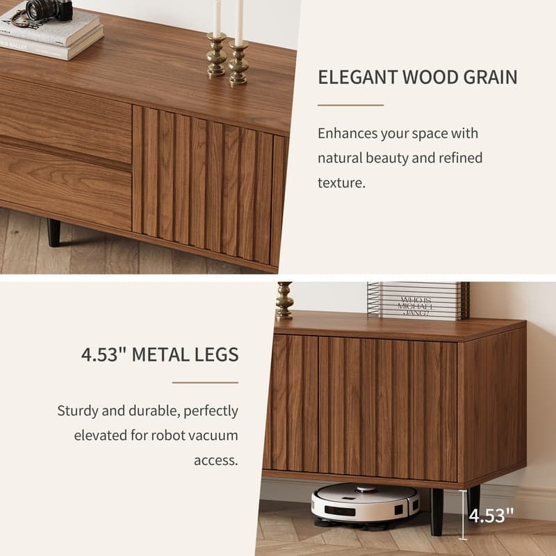 71" Walnut Fluted TV Stand